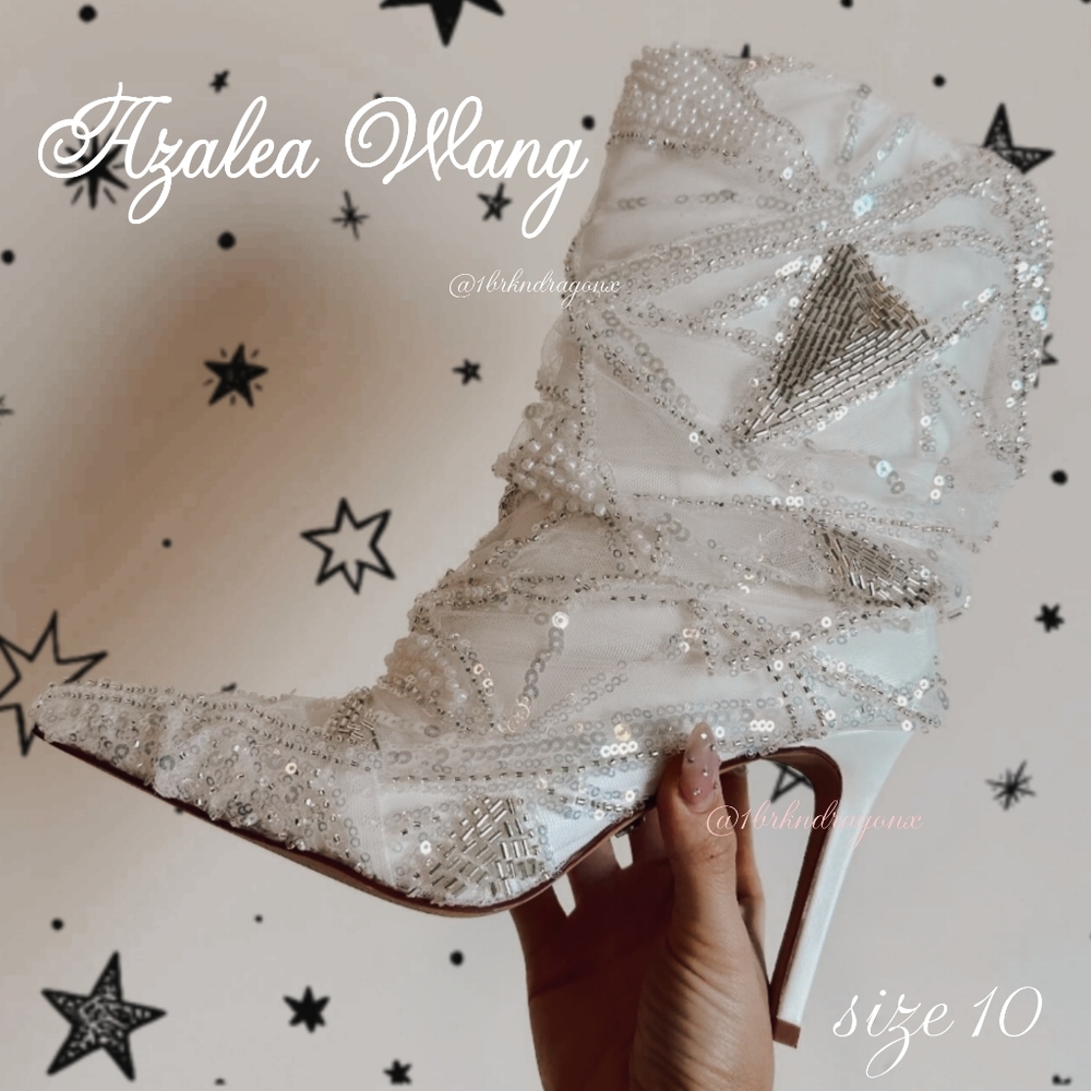 NWT Showstopper White Booties Lace & Diamond Sparkling Mid Boots one of a kind - Picture 9 of 16